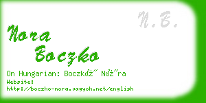 nora boczko business card